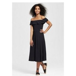 Black off the shoulder swing dress